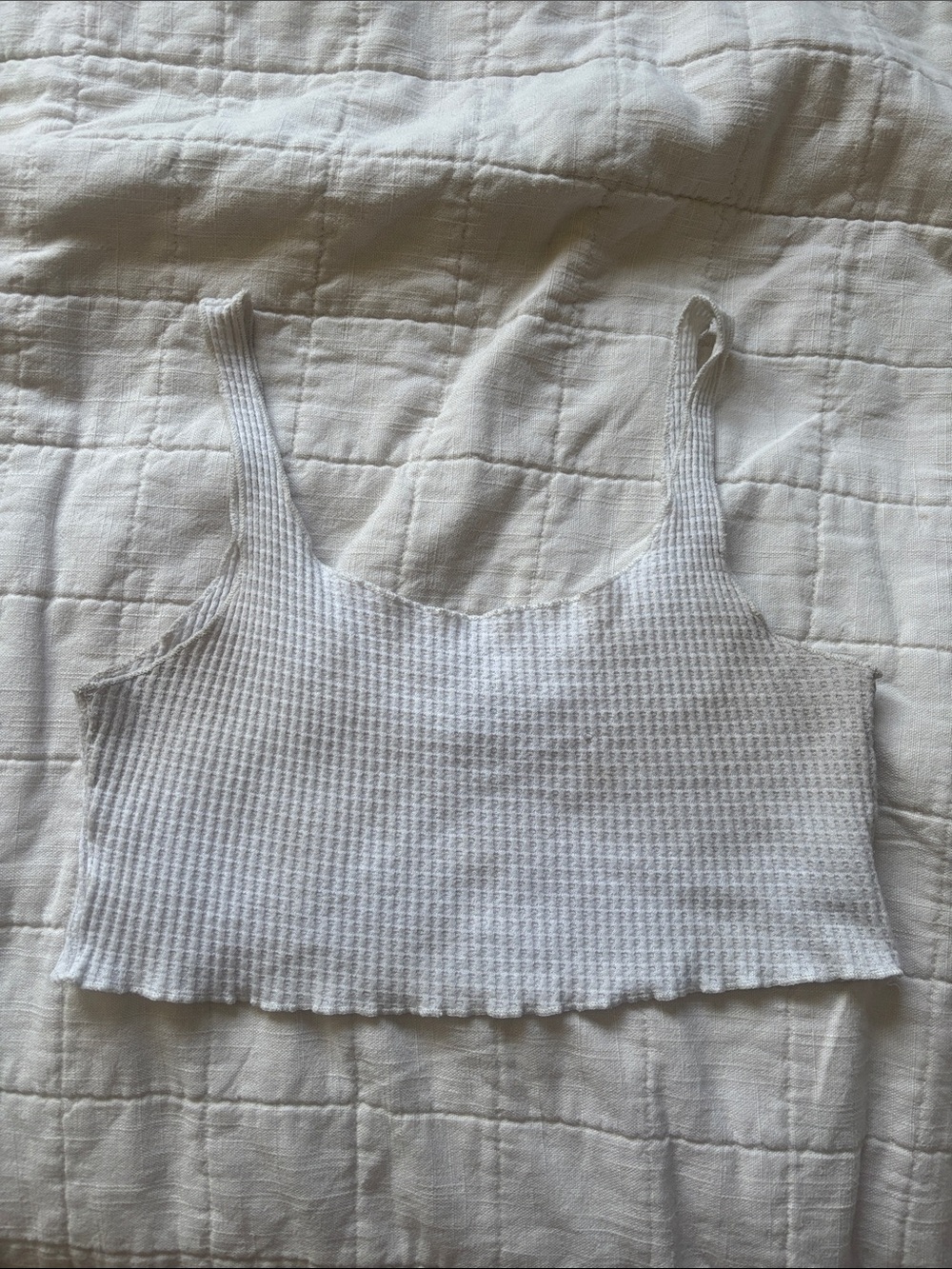 Princess Polly White Waffle Knit Cropped Tank